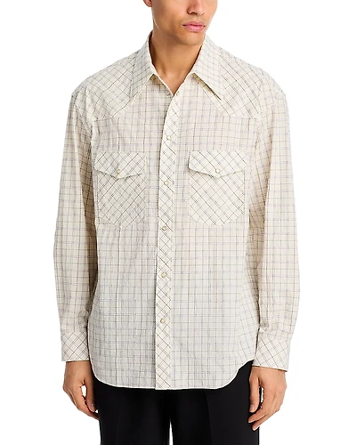 Lemaire Western Check Snap Button Shirt