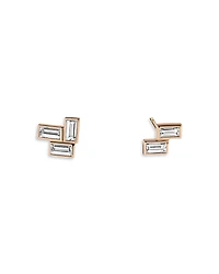 Shahla Karimi from the Luxe Collection Certified Lab Grown Diamond Mid Century Fallingwater Asymmetrical Baguette Studs