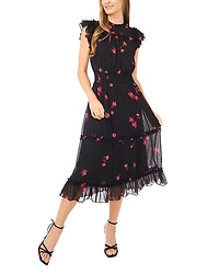 CeCe Flutter Sleeve Smocked Waist Dress