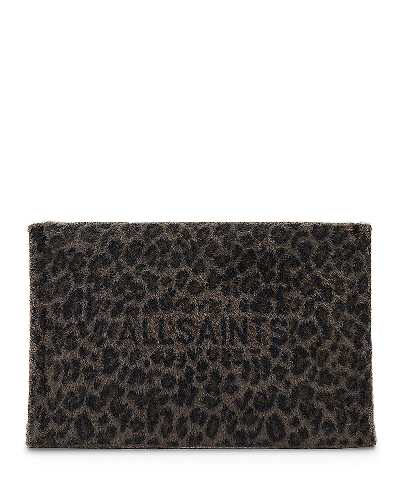 Allsaints Izzy Leopard Print Zip Clutch