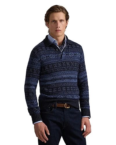 Polo Ralph Lauren Fair Isle Wool Blend Polo Collar Sweater