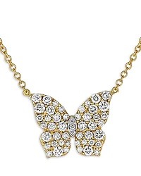 Piranesi 18K Yellow Gold Butterfly Diamond Pave Oro Pendant Necklace