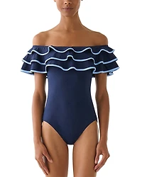 kate spade new york Ruffled One Piece Swimsuit