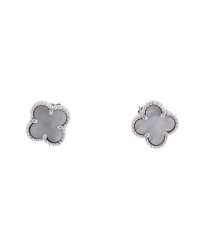 Pre-Owned Van Cleef & Arpels Sweet Alhambra Stud Earrings 18K White Gold and Mother of Pearl