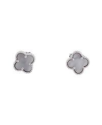 Pre-Owned Van Cleef & Arpels Sweet Alhambra Stud Earrings 18K White Gold and Mother of Pearl