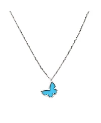 Pre-Owned Van Cleef & Arpels Sweet Alhambra Butterfly Pendant Necklace 18K White Gold with Turquoise, 14.75 - 15.5"