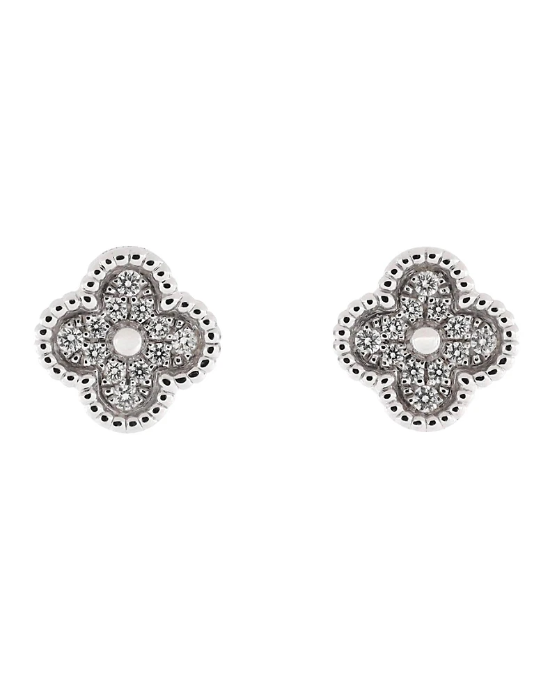 Pre-Owned Van Cleef & Arpels Sweet Alhambra Stud Earrings 18K White Gold and Diamonds