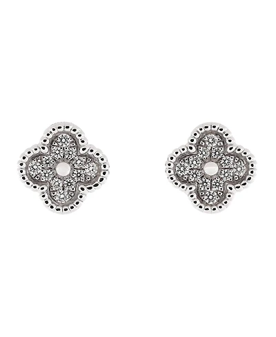 Pre-Owned Van Cleef & Arpels Sweet Alhambra Stud Earrings 18K White Gold and Diamonds