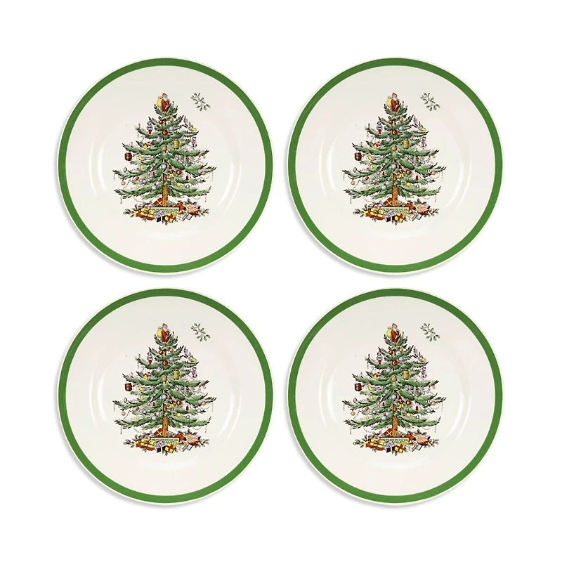 Spode Christmas Tree Salad Plates, Set of 4