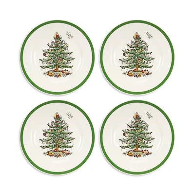 Spode Christmas Tree Salad Plates, Set of 4