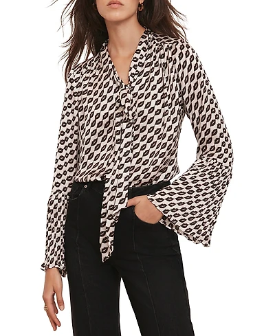 Mint Velvet Women's Lip Print Bow Blouse