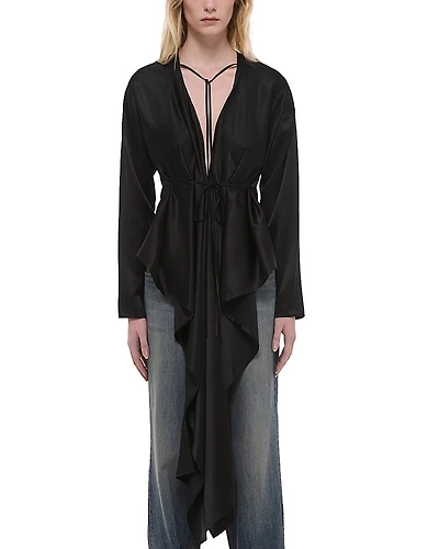 Helmut Lang Silk Draped Scarf Top