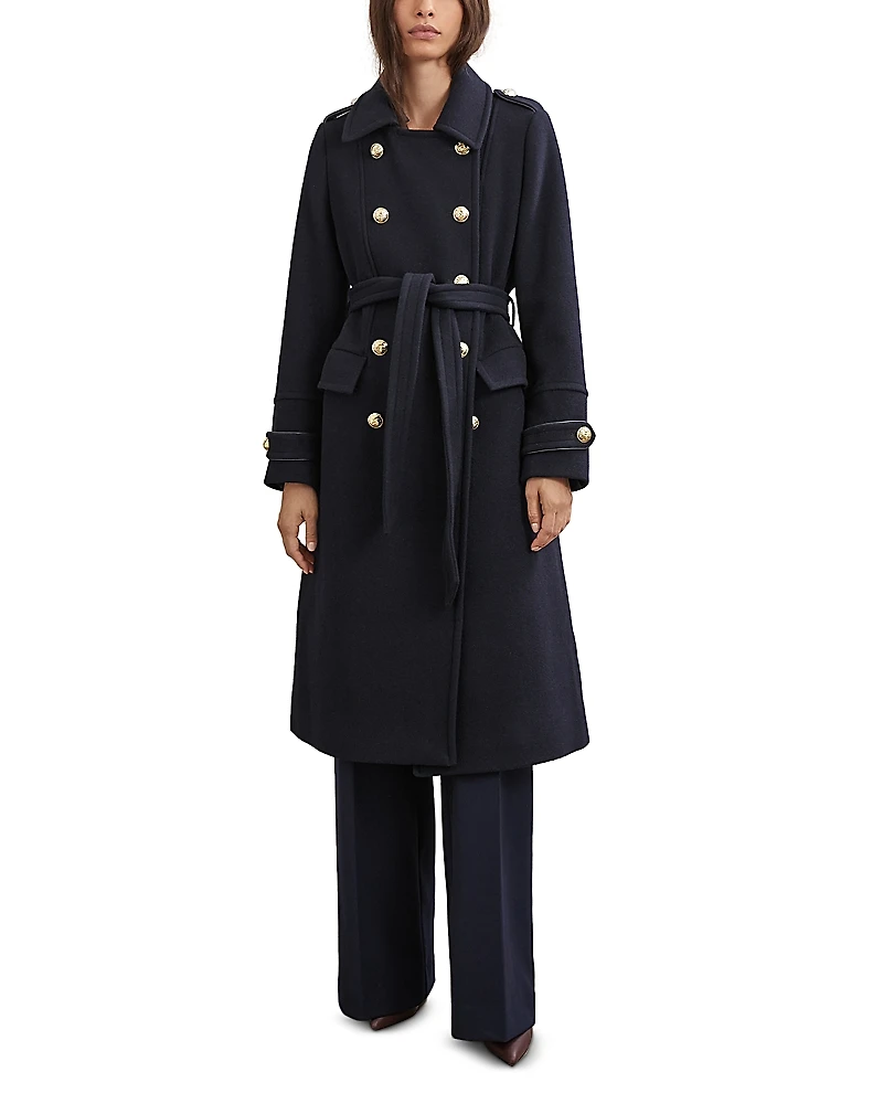 Reiss Petites Farley Button Detail Double Breasted Coat