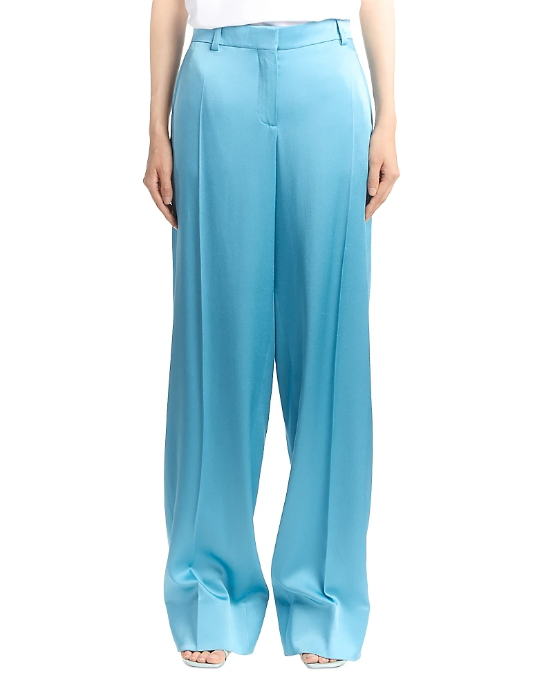 Stella McCartney Satin Dropped Waist Straight Wide Leg Pants