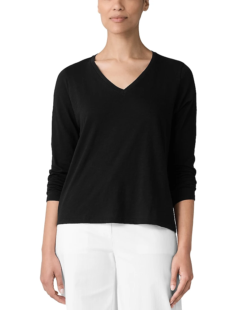 Eileen Fisher V Neck Long Sleeve Tee
