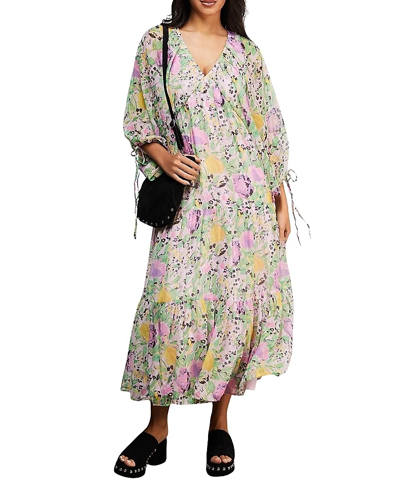 Warehouse Chiffon Batwing Midi Dress