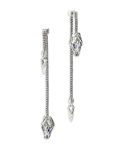 John Hardy Sterling Silver Naga Blue Sapphire Dragon Drop Earrings