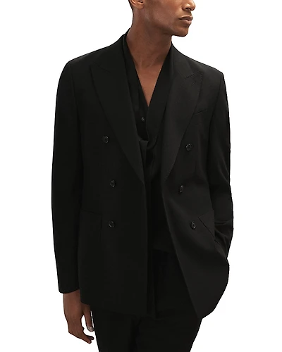 Reiss Finale Double Breasted Peak Lapel Textured Blazer