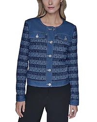 Karl Lagerfeld Paris Tweed Denim Jacket