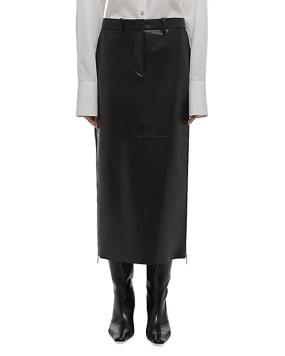 Helmut Lang Leather Zip Midi Skirt