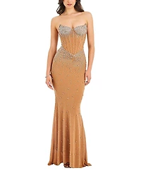 Miss Circle Fatima Embellished Sleeveless Corset Mermaid Maxi Dress