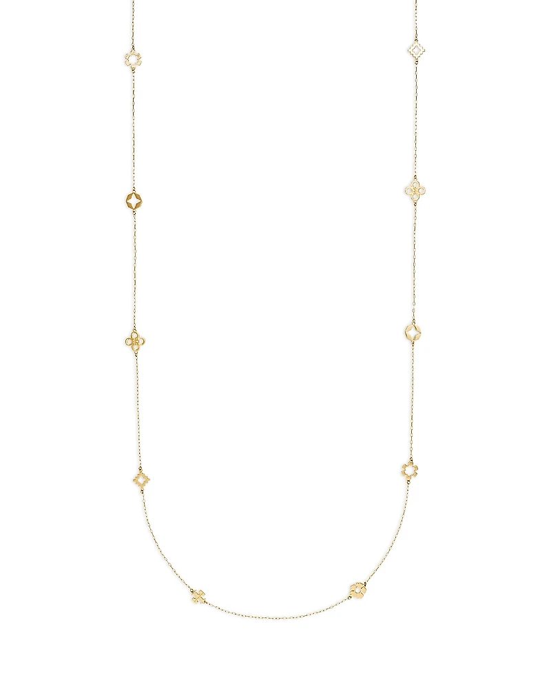 Tory Burch Forget Me Not Flower Strand Necklace, 38.2