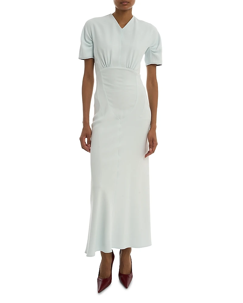 Victoria Beckham Short Sleeve Gathered Dress