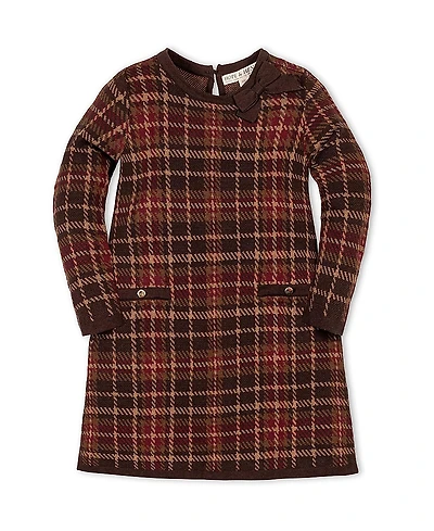Hope & Henry Girls' Organic Long Sleeve Bow Detail Intarsia Sweater Dress - Little Kid