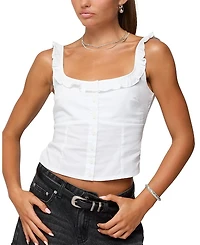 Edikted Noga Ruffle Woven Button Up Top