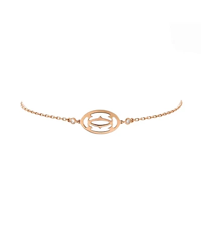 Pre-Owned Cartier Double C Logo Bracelet 18K Rose Gold with Diamonds