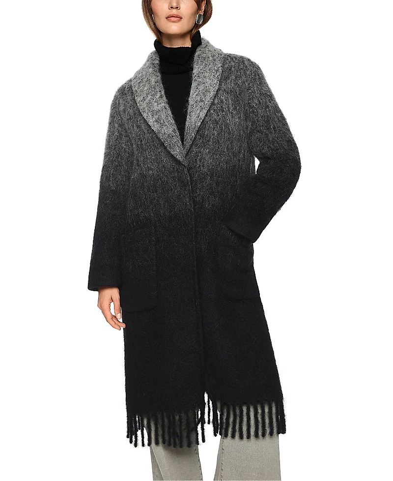 Marc Cain Alpaca Blend Coat with Fringes