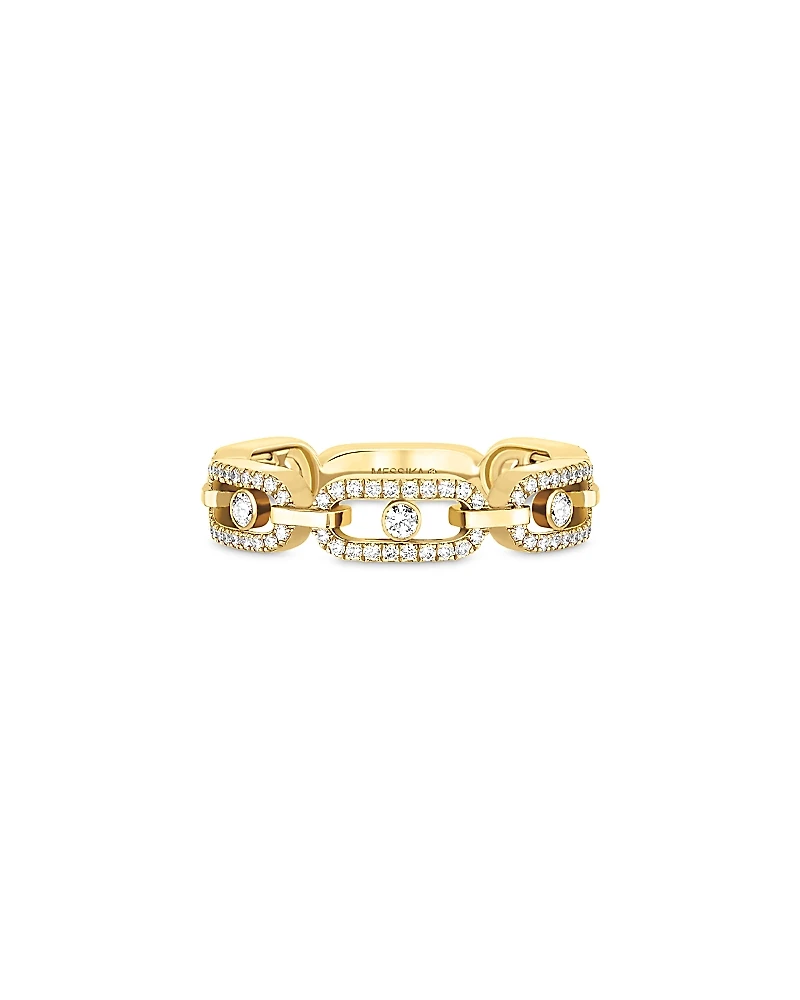 Messika 18K Yellow Gold Move Link Diamond Pave Chain Ring