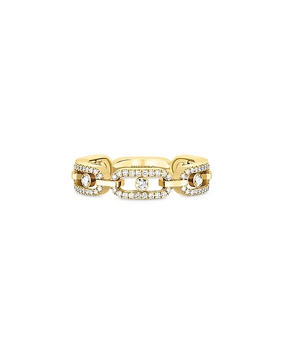 Messika 18K Yellow Gold Move Link Diamond Pave Chain Ring