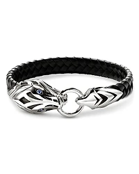 John Hardy Men's Sterling Silver Naga Blue Sapphire Black Leather Bracelet