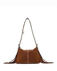 Maje Miss M Mini Fringed Brown Suede Crossbody Bag