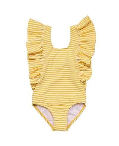 Snapper Rock Girls' Sunshine Stripe Wide Frill Swimsuit - Little Kid