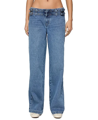 Edikted Livia Double Belt Low Rise Baggy Jeans