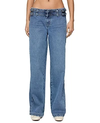 Edikted Livia Double Belt Low Rise Baggy Jeans