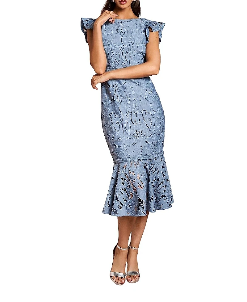 Coast Frill Sleeve Lace Flute Hem Dress