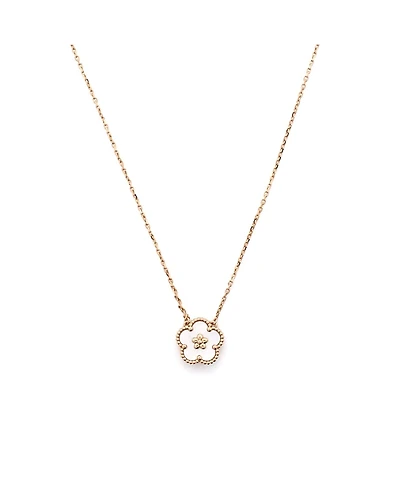 Pre-Owned Van Cleef & Arpels Lucky Spring Plum Blossom Pendant Necklace 18K Rose Gold and Mother of Pearl, 14.75 - 16.5"