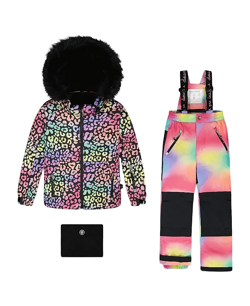 Deux par Girls' Two-Piece Leopard Radient Play Snowsuit - Big Kid
