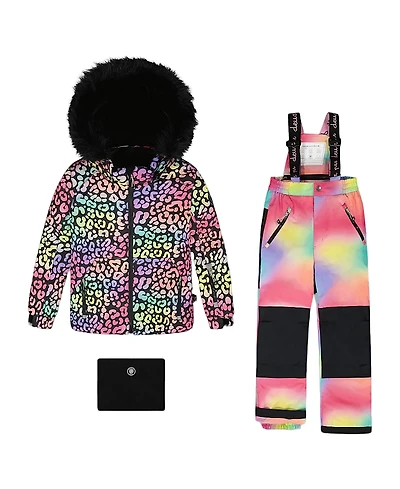 Deux par Girls' Two-Piece Leopard Radient Play Snowsuit - Big Kid