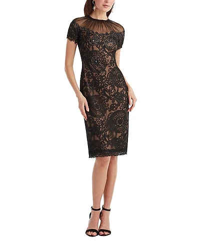 Tadashi Shoji Sable Embroidered Tulle Dress