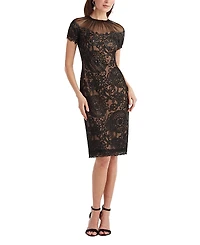 Tadashi Shoji Sable Embroidered Tulle Dress