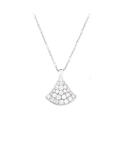 Pre-Owned Bvlgari Small Divas' Dream Pendant Necklace 18K White Gold with Diamonds, 16.25 - 17.25