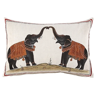 John Robshaw Two Elephants Decorative Pillow, 12 x 18