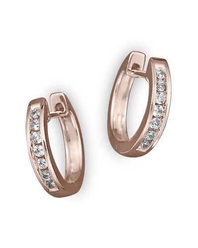 Channel Set Huggie Hoop Earrings in 14K Rose Gold, .15 tcw - Exclusive