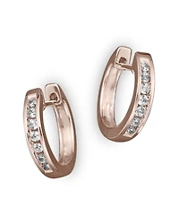 Channel Set Huggie Hoop Earrings in 14K Rose Gold, .15 tcw - Exclusive