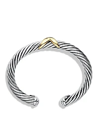 X Classic Cable Station Bracelet Sterling Silver with 14K Yellow Gold, 7mm