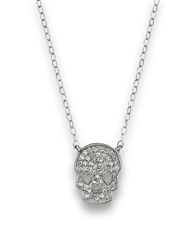Micro Pave Diamond Skull Pendant Necklace